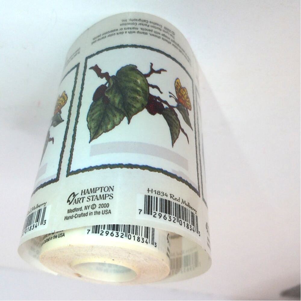 Vintage Hampton Arts Stamps Red Mulberry Sticker Roll New - Picture 5 of 6